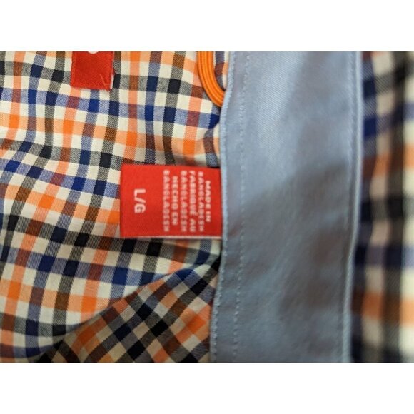 Izod mens button front long sleeve shirt size L blue orange white  checks - Picture 11 of 11